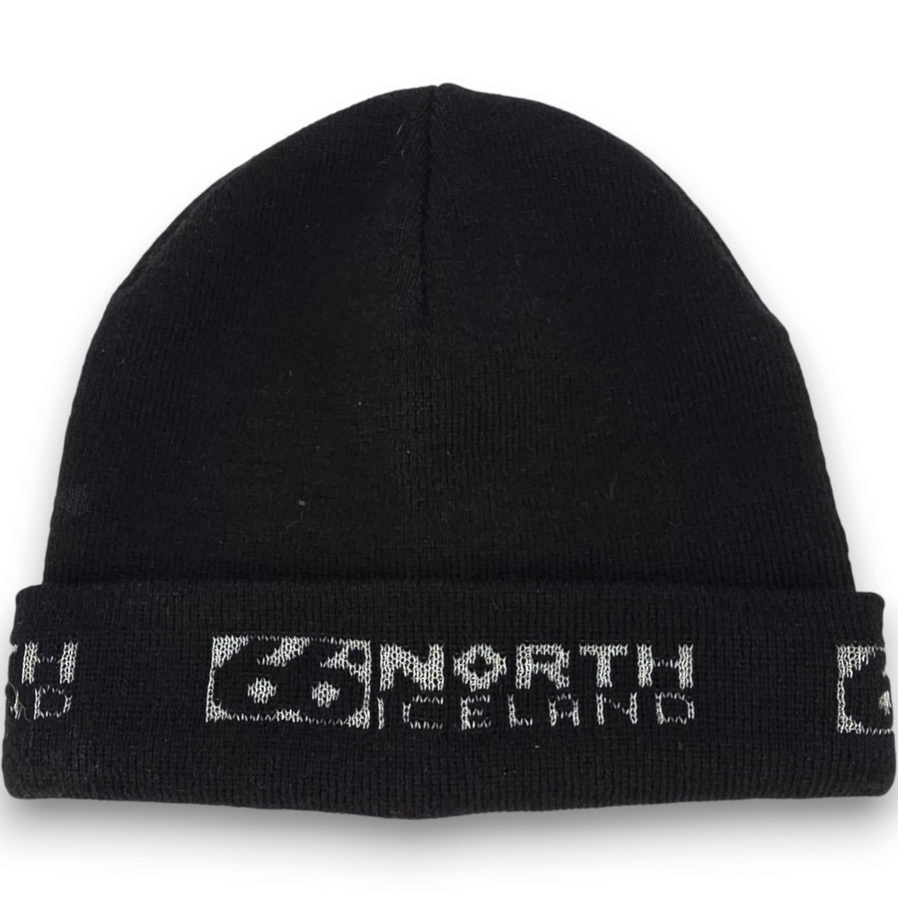 66 North Iceland Beanie Hat Black Acrylic Reflective Logo Cuffed Made in Sweden